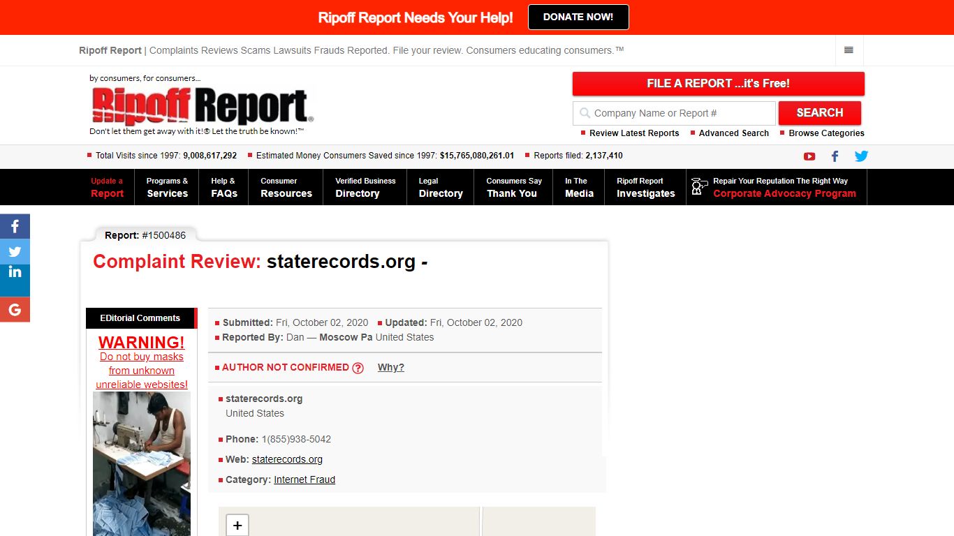 Ripoff Report | Staterecords.org Review - Staterecordsorg i was
